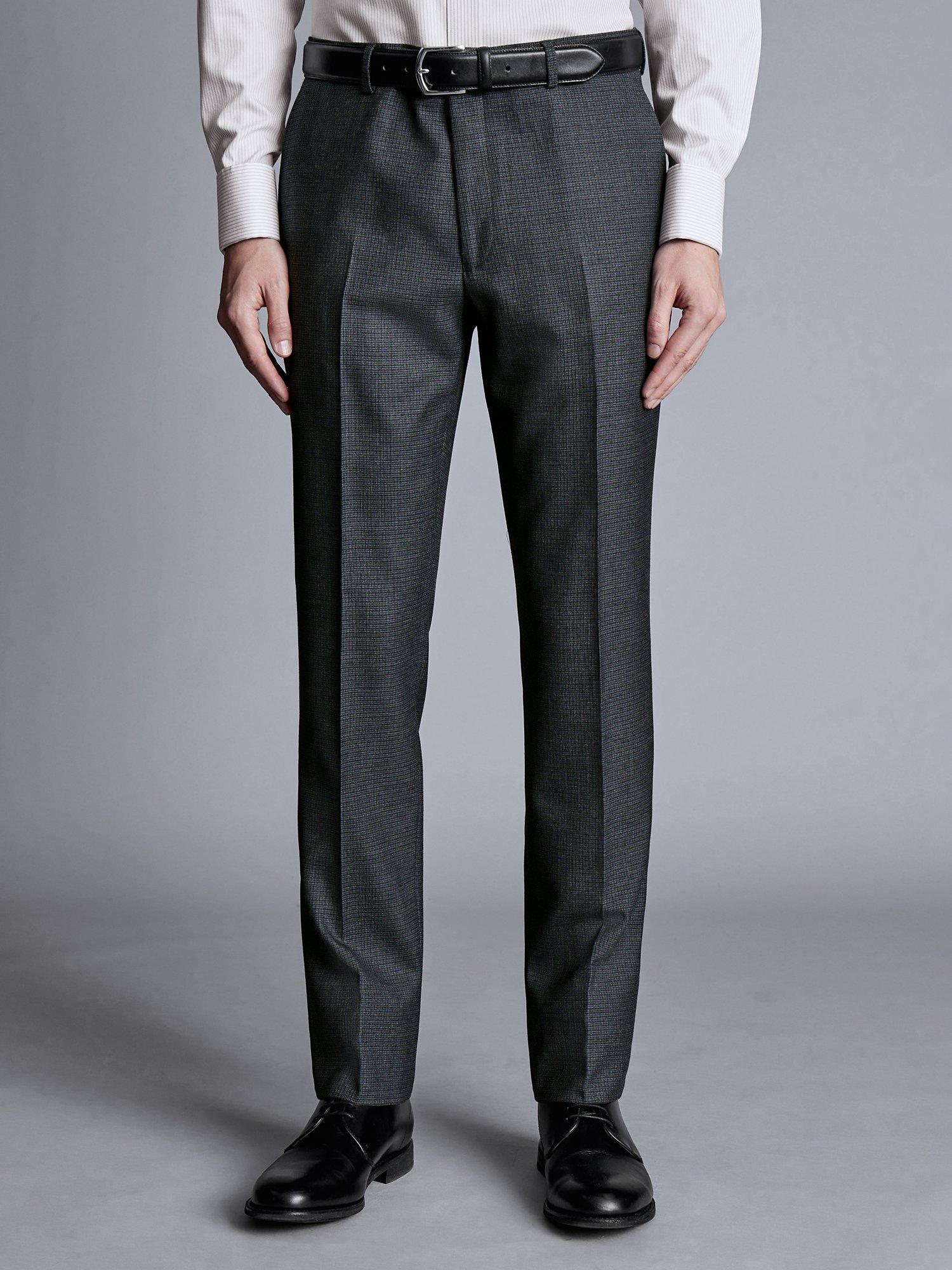 Charles Tyrwhitt Slim Fit Micro Check Suit Trousers, Dark Grey