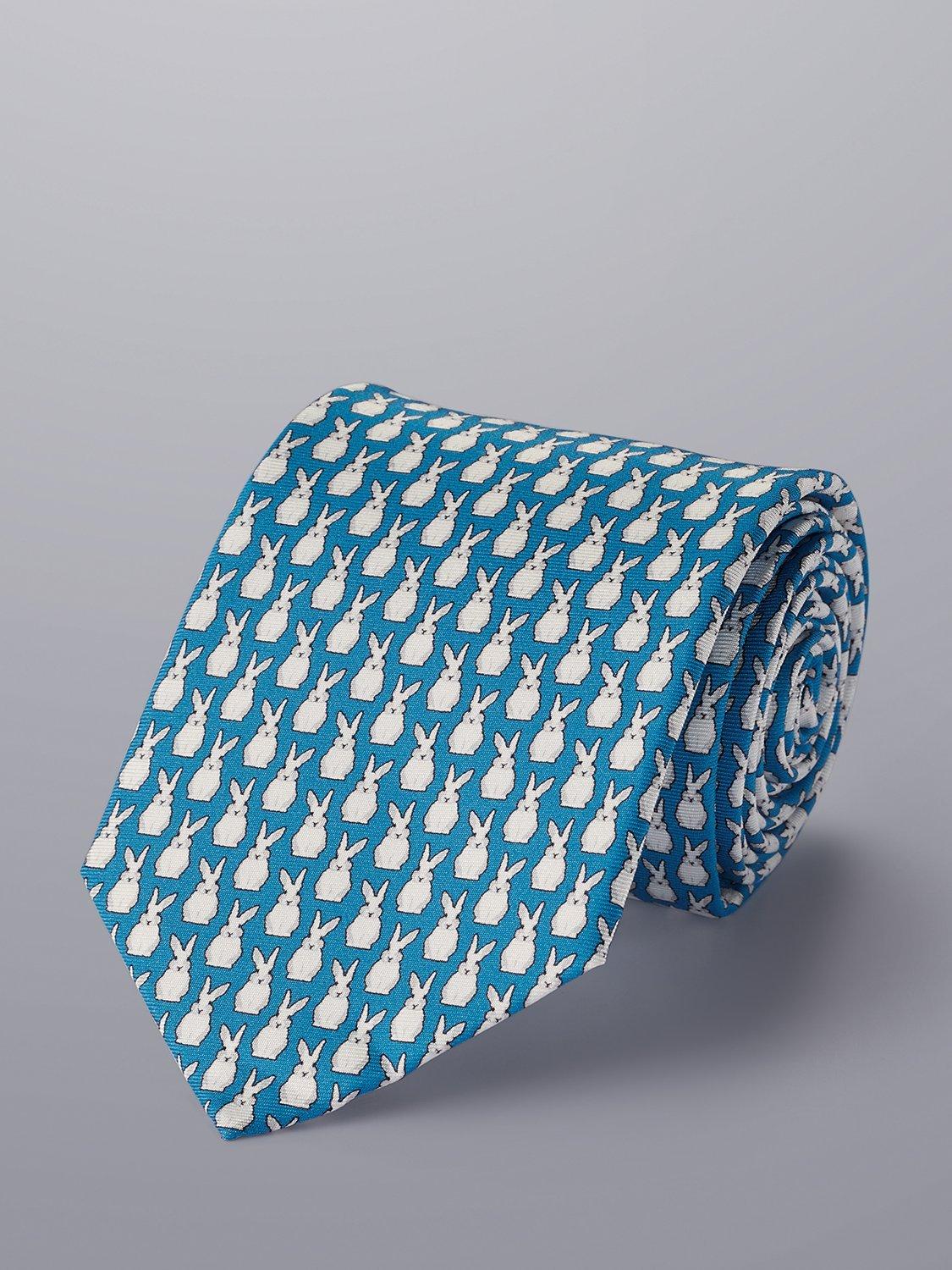 Charles Tyrwhitt Down a Rabbit Hole Print Silk Tie, Turquoise