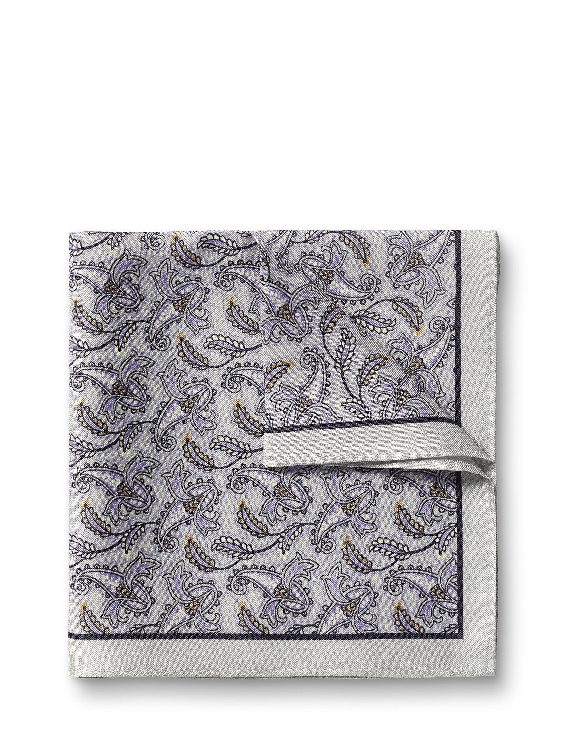 Charles Tyrwhitt Paisley Silk Pocket Square, Light Grey/Multi