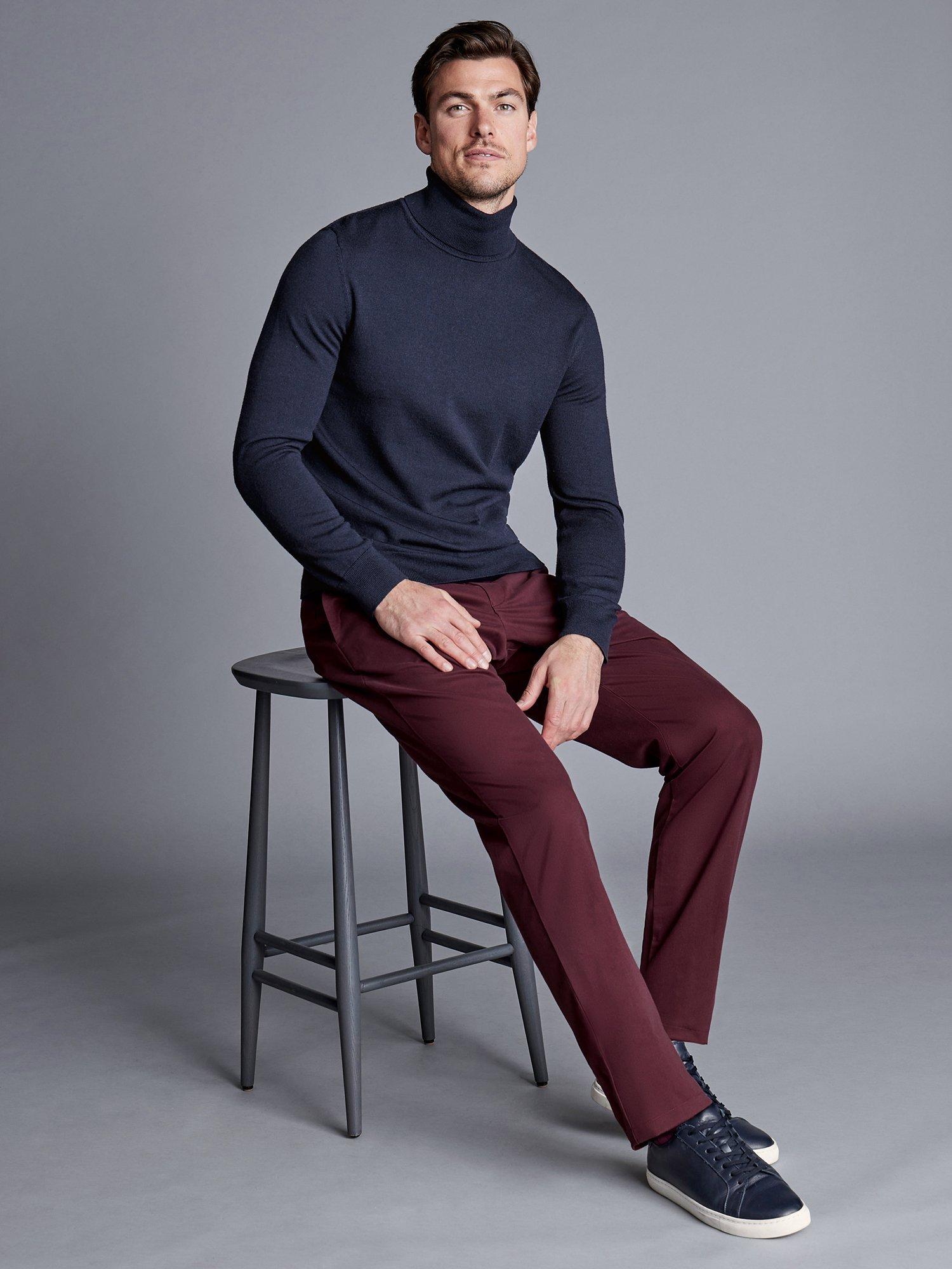 Charles Tyrwhitt Slim Fit Ultimate Non-Iron Chinos, Wine Red