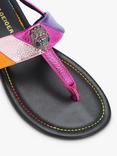 Kurt Geiger London Kids' Mini Kensington Leather Flat T-Bar Sandals, Multi