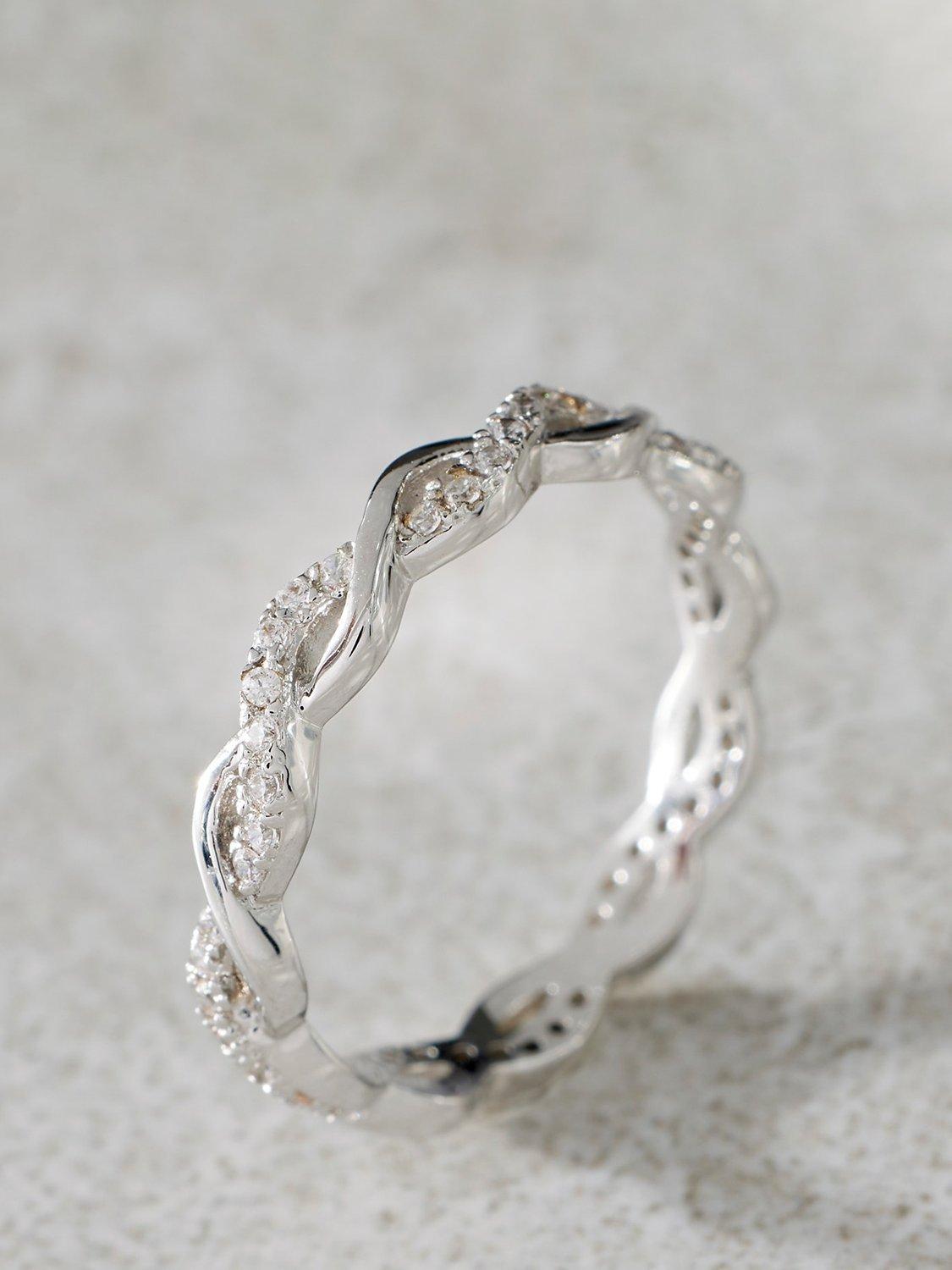 Mint Velvet Cubic Zirconia Twist Pave Band Ring