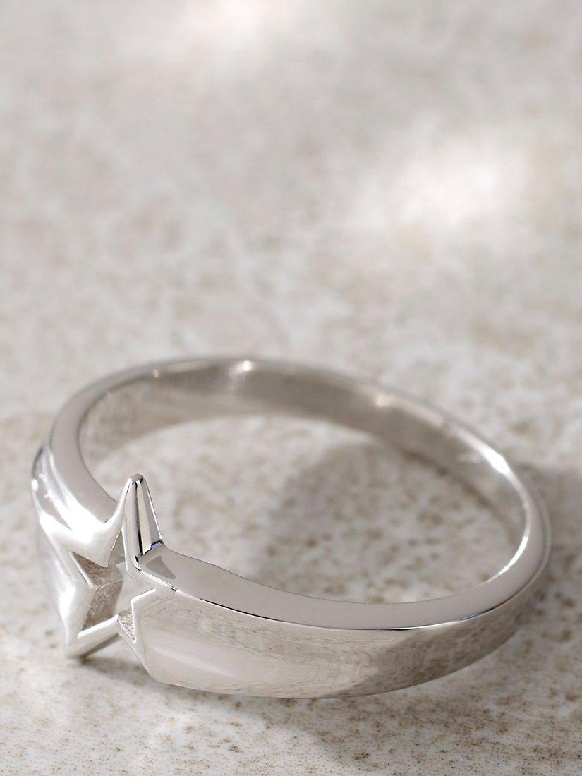 Mint Velvet Cut-out Star Ring, Silver, Small/Medium