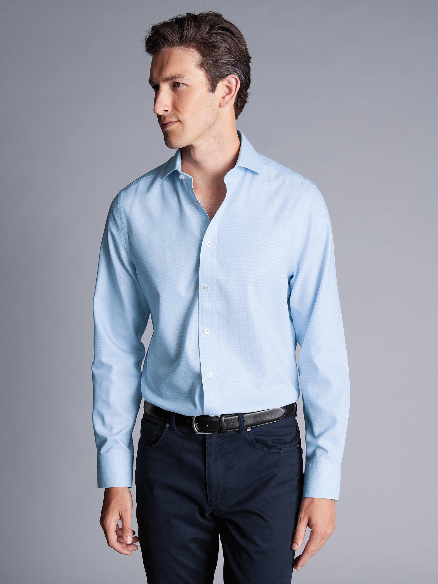 Charles Tyrwhitt Clifton Cutaway Non-Iron Slim Fit Cotton Shirt, Light Blue
