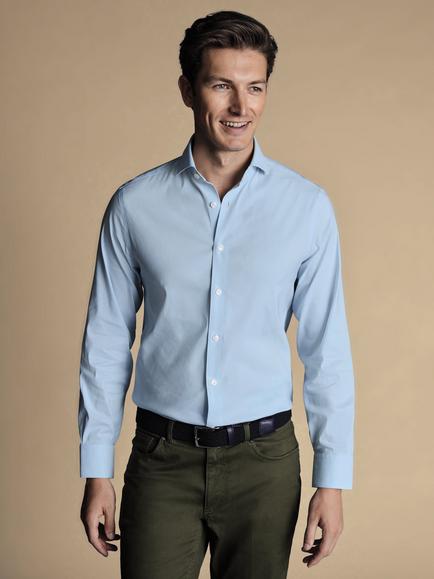 Charles Tyrwhitt Non-Iron Stretch Twill Slim Fit Shirt, Sky Blue, Sky Blue
