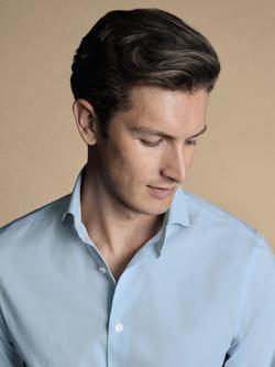 Charles Tyrwhitt Non-Iron Stretch Twill Slim Fit Shirt, Sky Blue - view 2, Sky Blue
