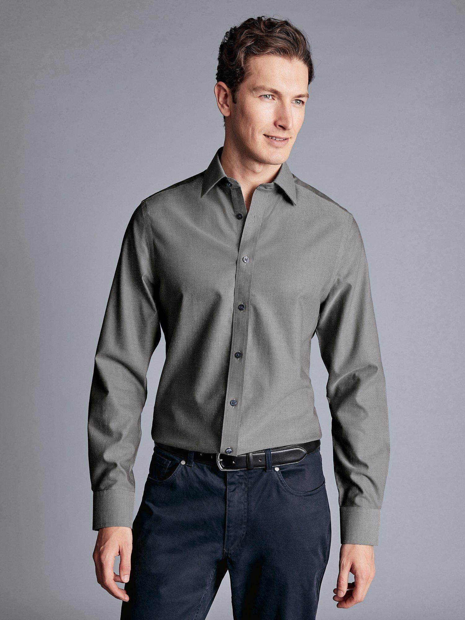 Charles Tyrwhitt Slim Fit Non-Iron Royal Oxford Shirt, Grey
