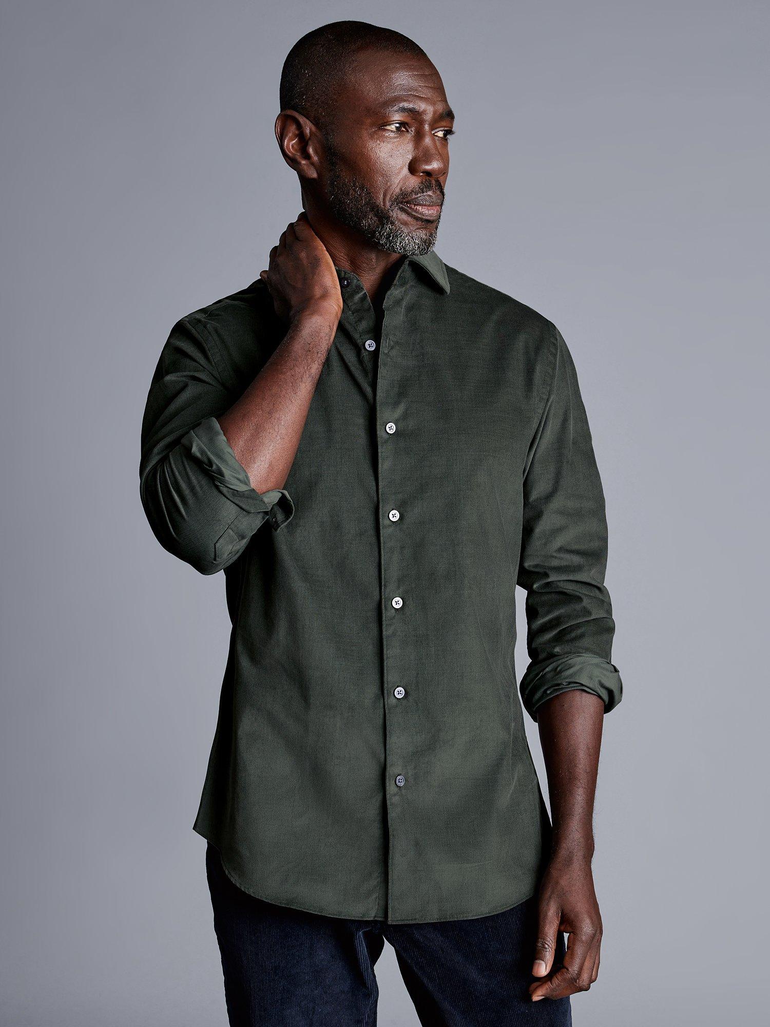 Charles Tyrwhitt Corduroy Slim Fit Shirt, Sage Green