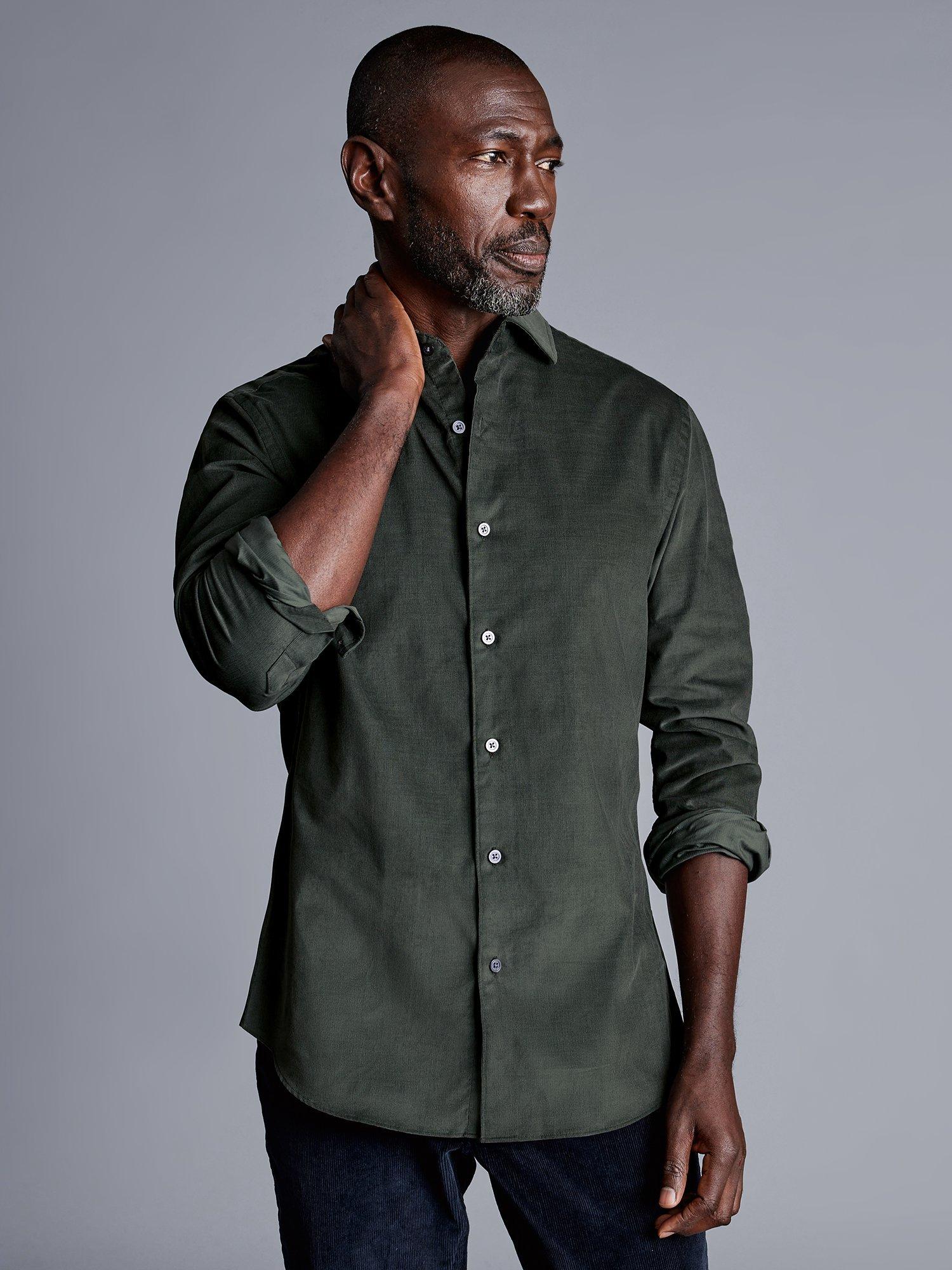 Charles Tyrwhitt Corduroy Classic Fit Shirt, Sage Green