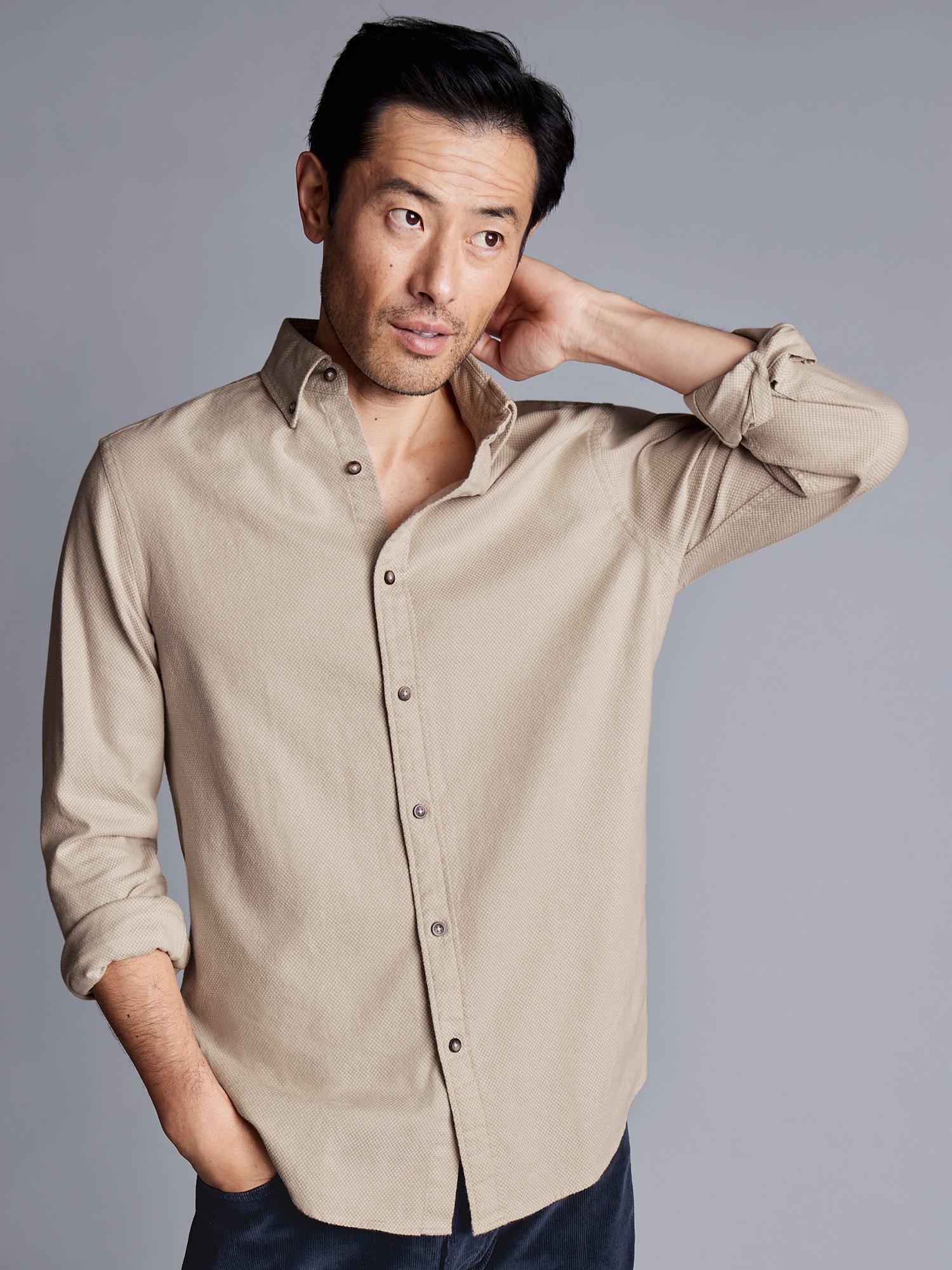 Charles Tyrwhitt Dobby Flannel Slim Fit Shirt, Oatmeal