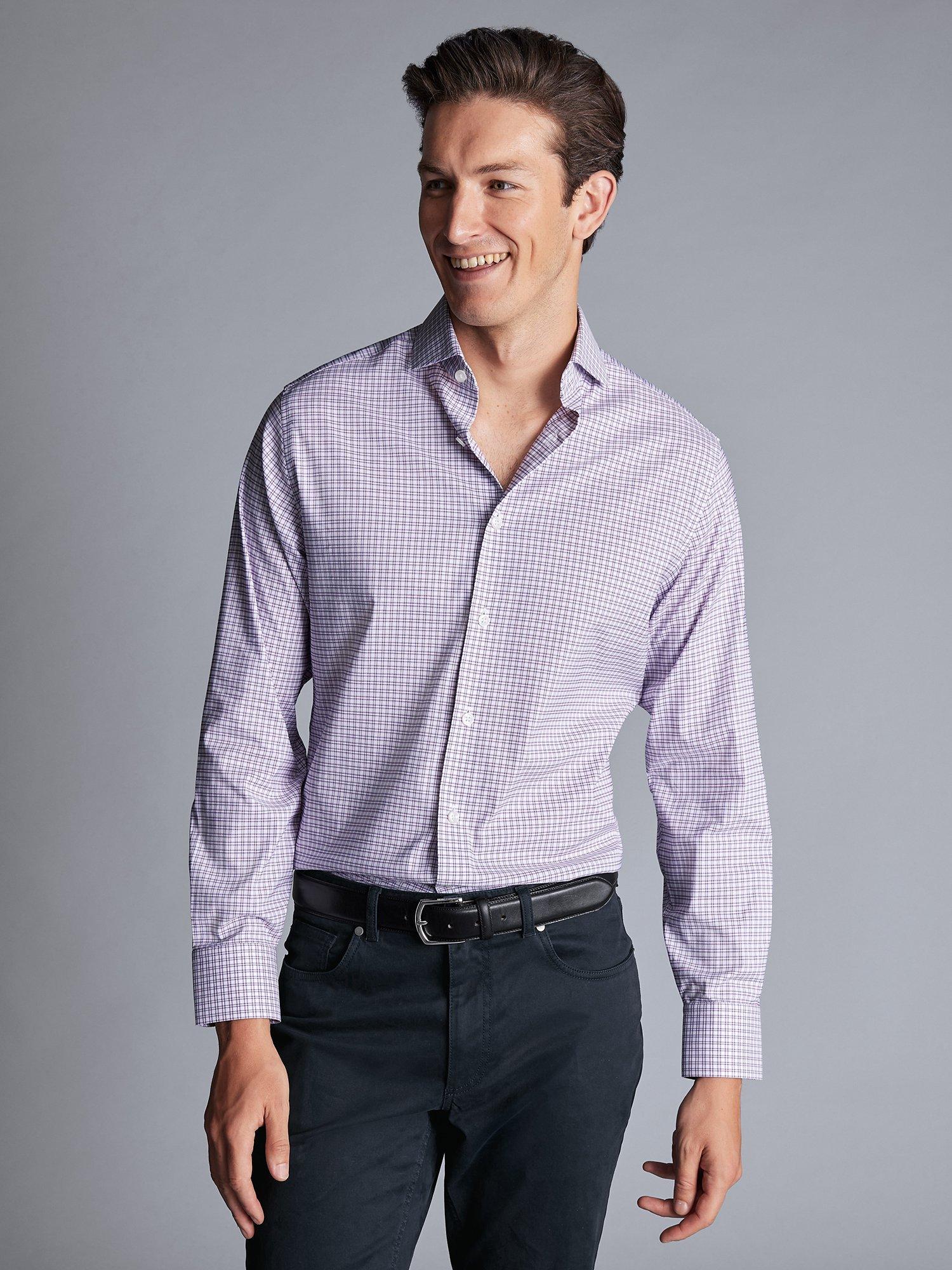 Charles Tyrwhitt Grid Check Non-Iron Stretch Twill Slim Fit Shirt
