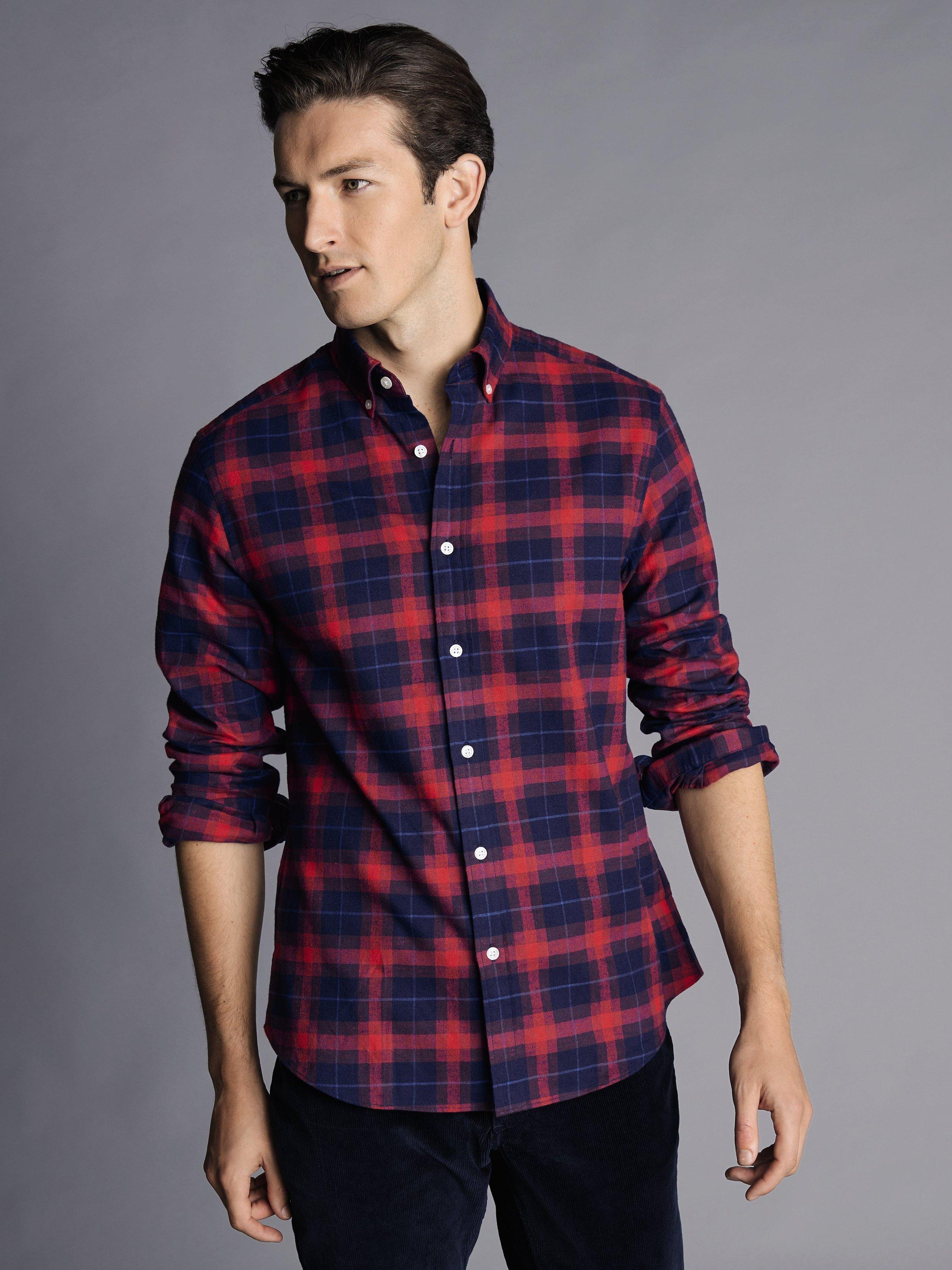 Charles Tyrwhitt Brushed Flannel Slim Fit Shirt, Red