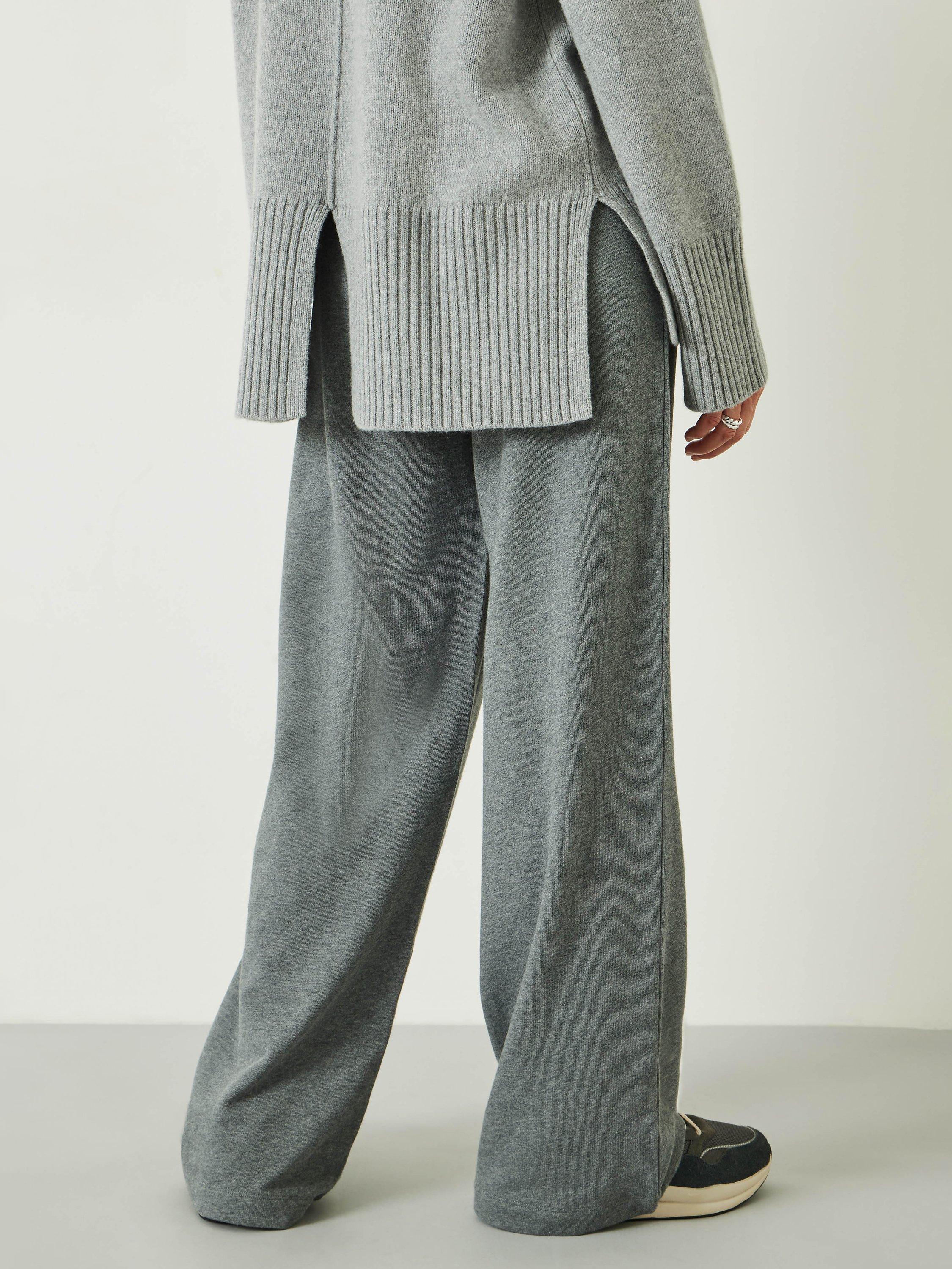 Product image 3 of 5, which shows HUSH Theo Wide Leg Jersey Trousers, Concrete Marl, 10