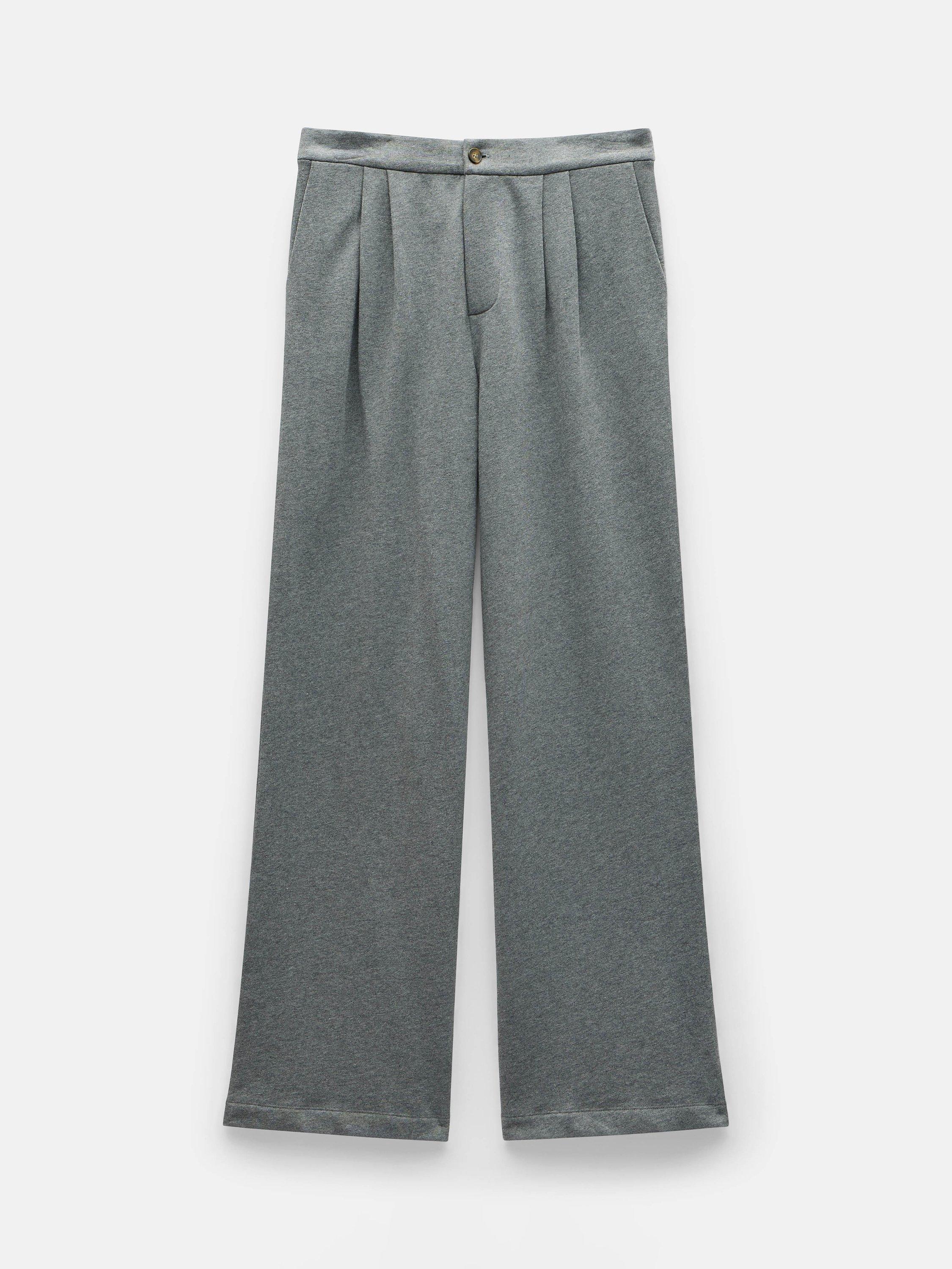 Product image 4 of 5, which shows HUSH Theo Wide Leg Jersey Trousers, Concrete Marl, 10