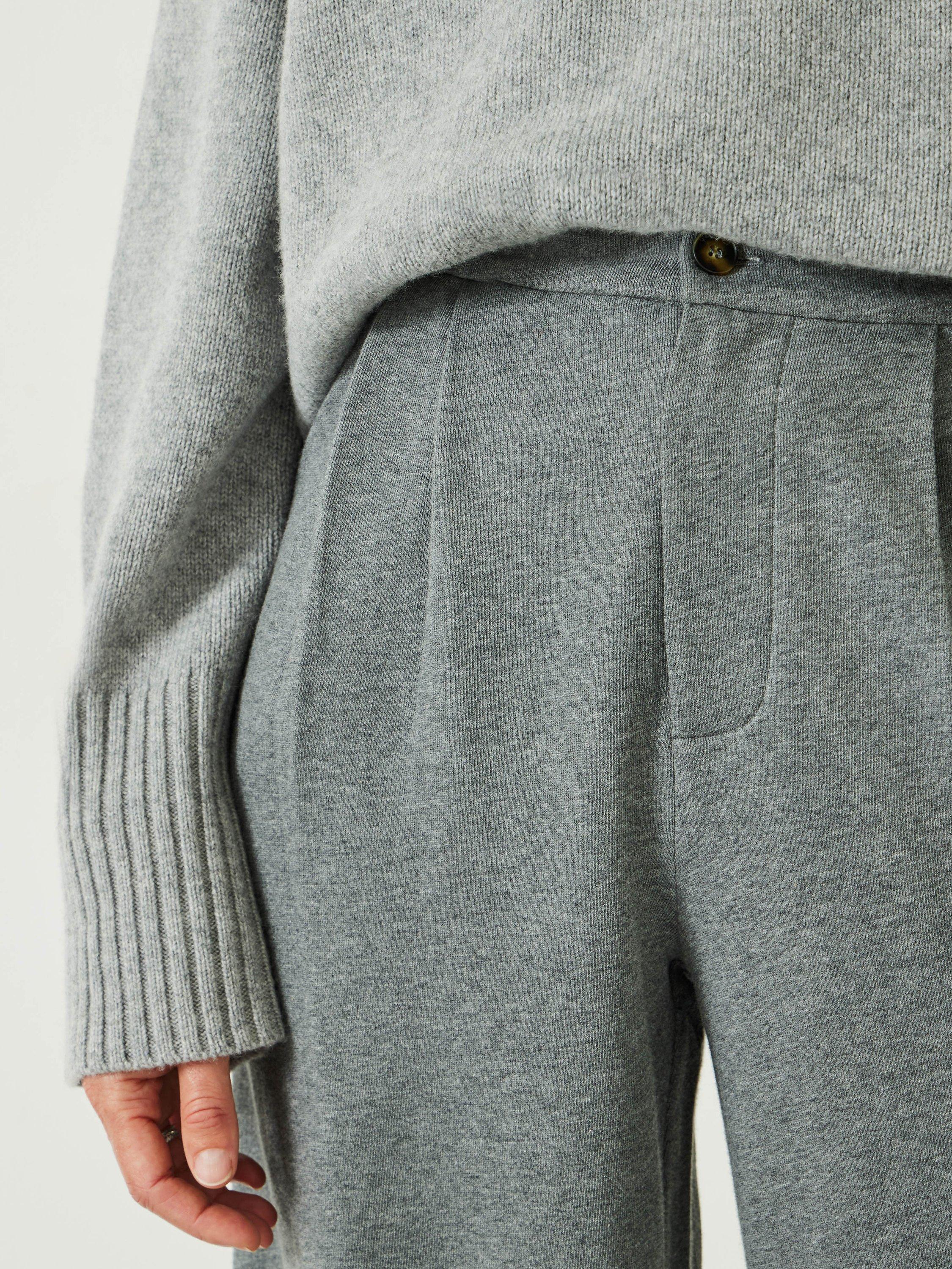 Product image 5 of 5, which shows HUSH Theo Wide Leg Jersey Trousers, Concrete Marl, 10