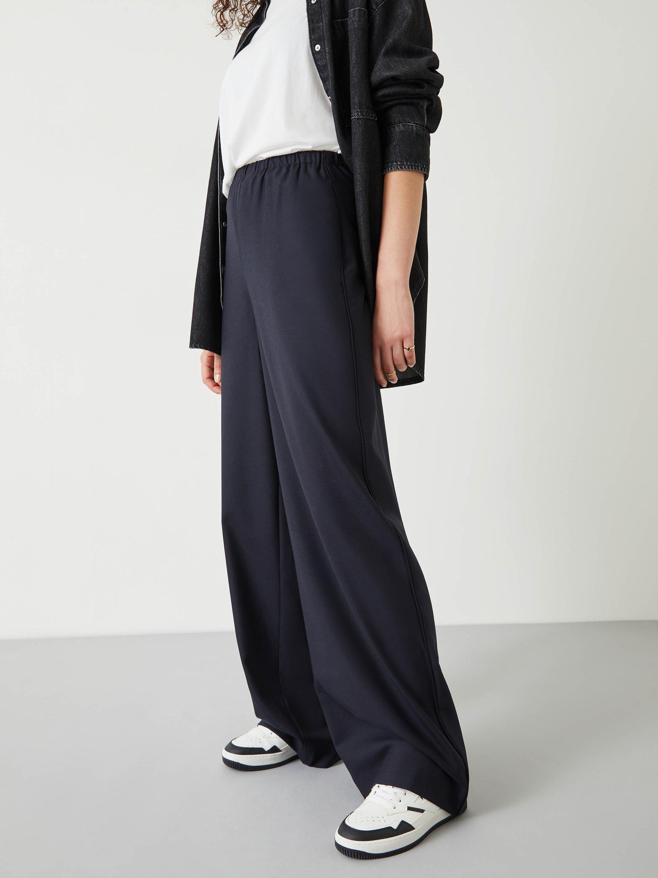 Product image 2 of 5, which shows HUSH Alpa Wide Leg Wool Blend Trousers, Navy, 10