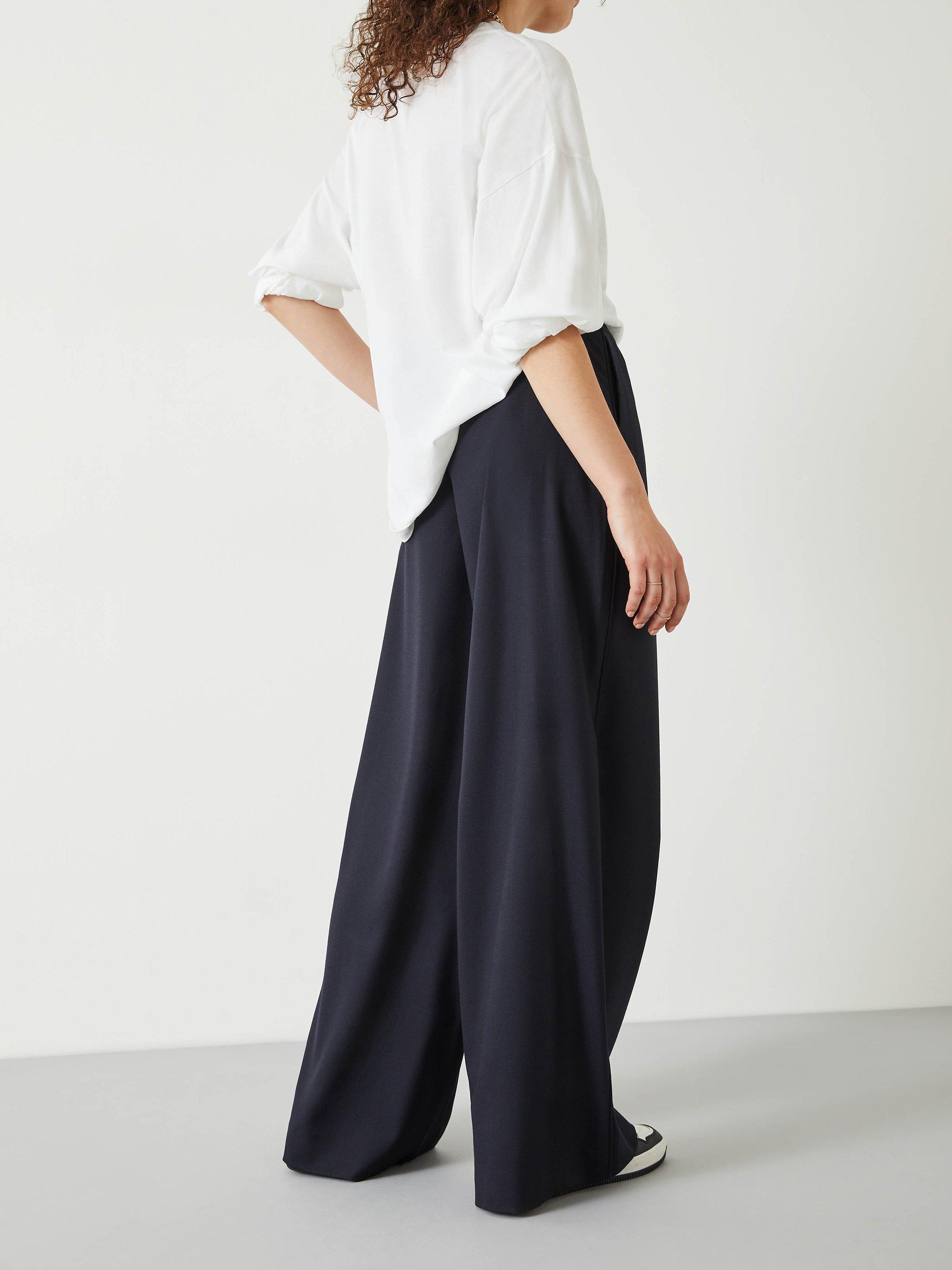 Product image 3 of 5, which shows HUSH Alpa Wide Leg Wool Blend Trousers, Navy, 10