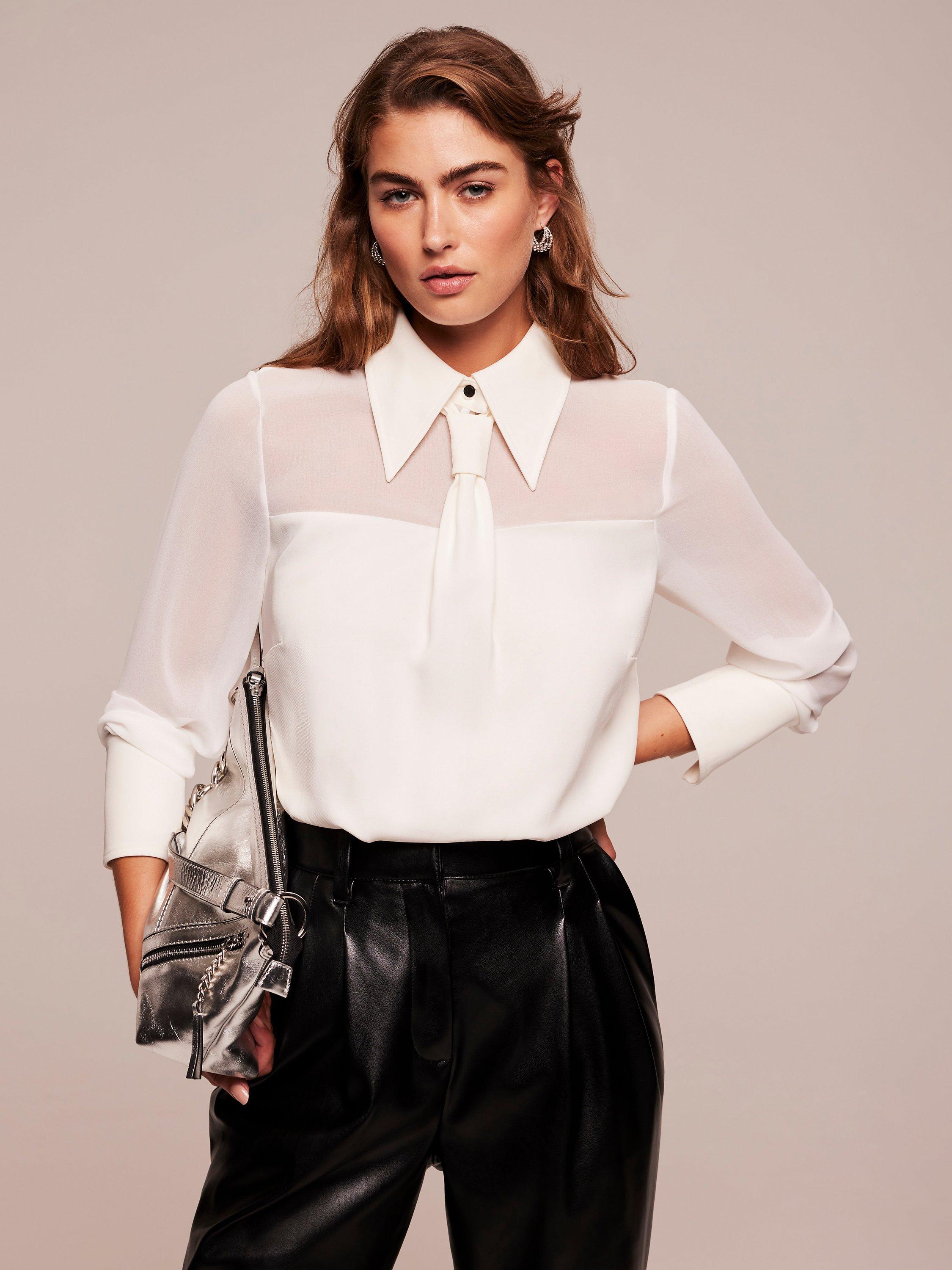 Mint Velvet Tie Detail Shirt, White Ivory
