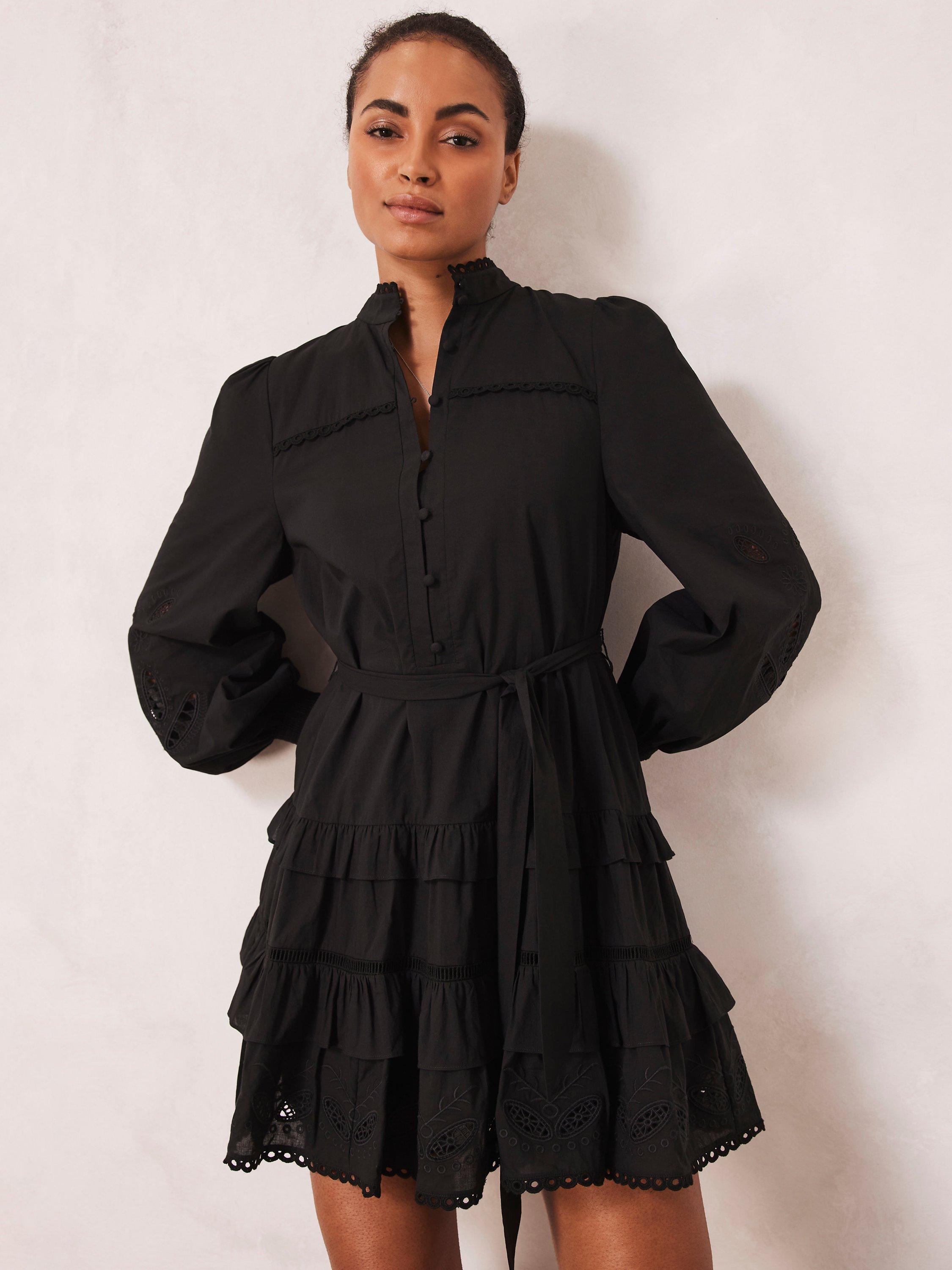 Mint Velvet Cutout Mini Shirt Dress, Black