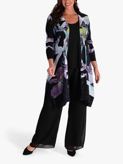 chesca Iris Print Chiffon Coatigan, Black/Multi, Black/Multi