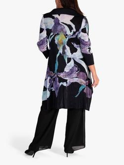 chesca Iris Print Chiffon Coatigan, Black/Multi - view 2, Black/Multi