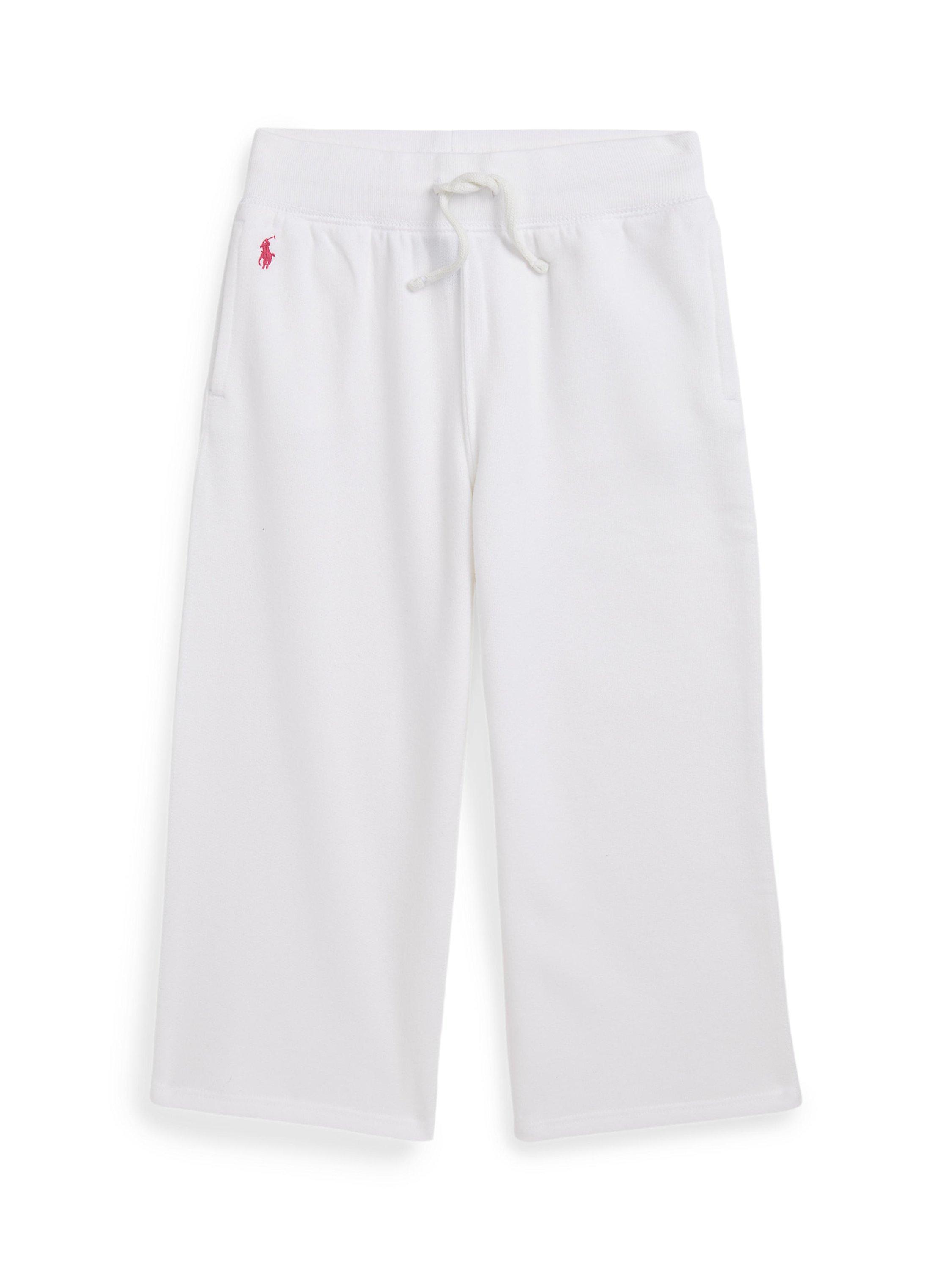 Product image 1 of 2, which shows Polo Ralph Lauren Kids' Wide Leg Joggers, White, 3 years