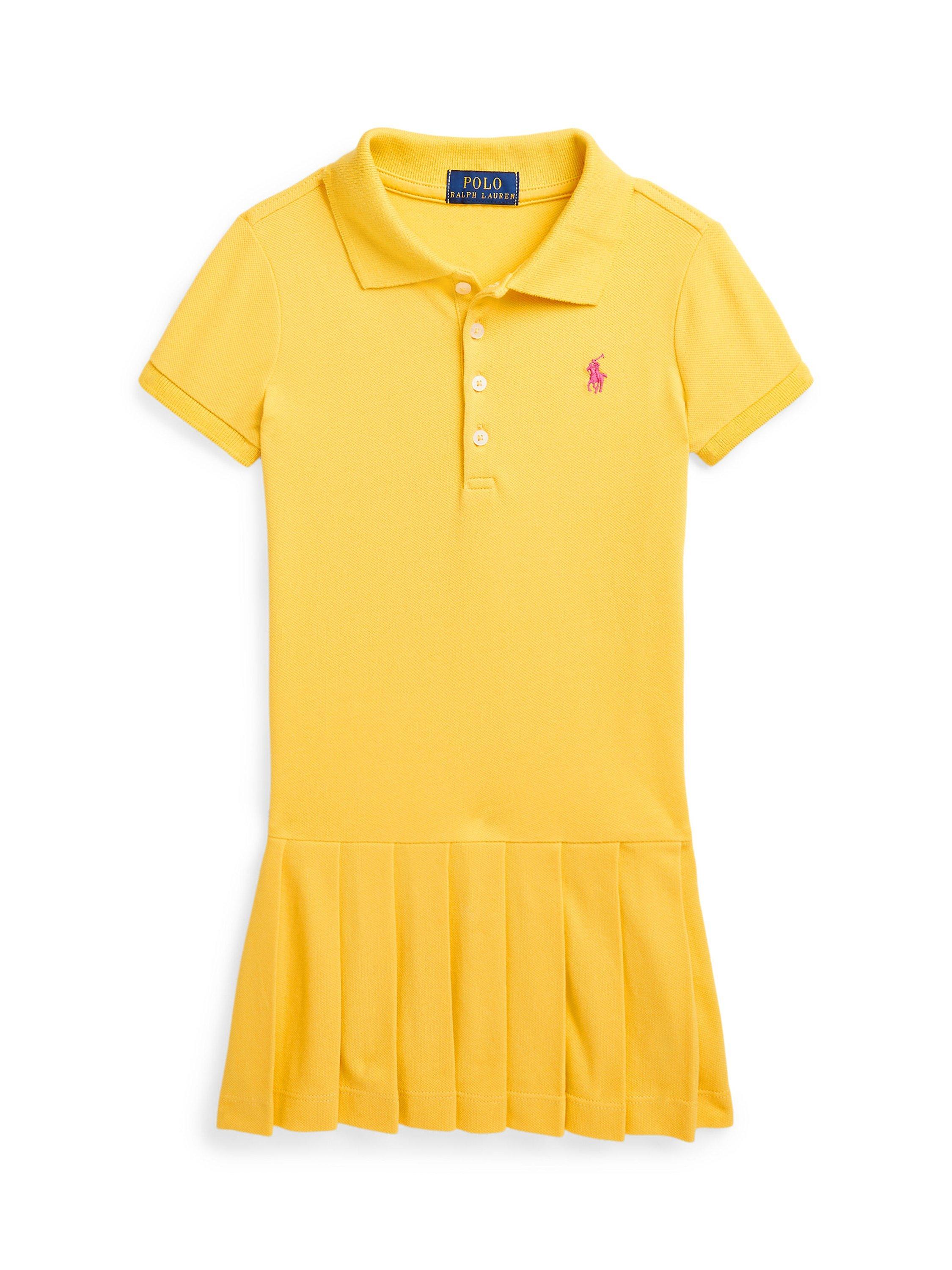 Ralph Lauren Kids Pleated Polo Dress Chrome Yellow