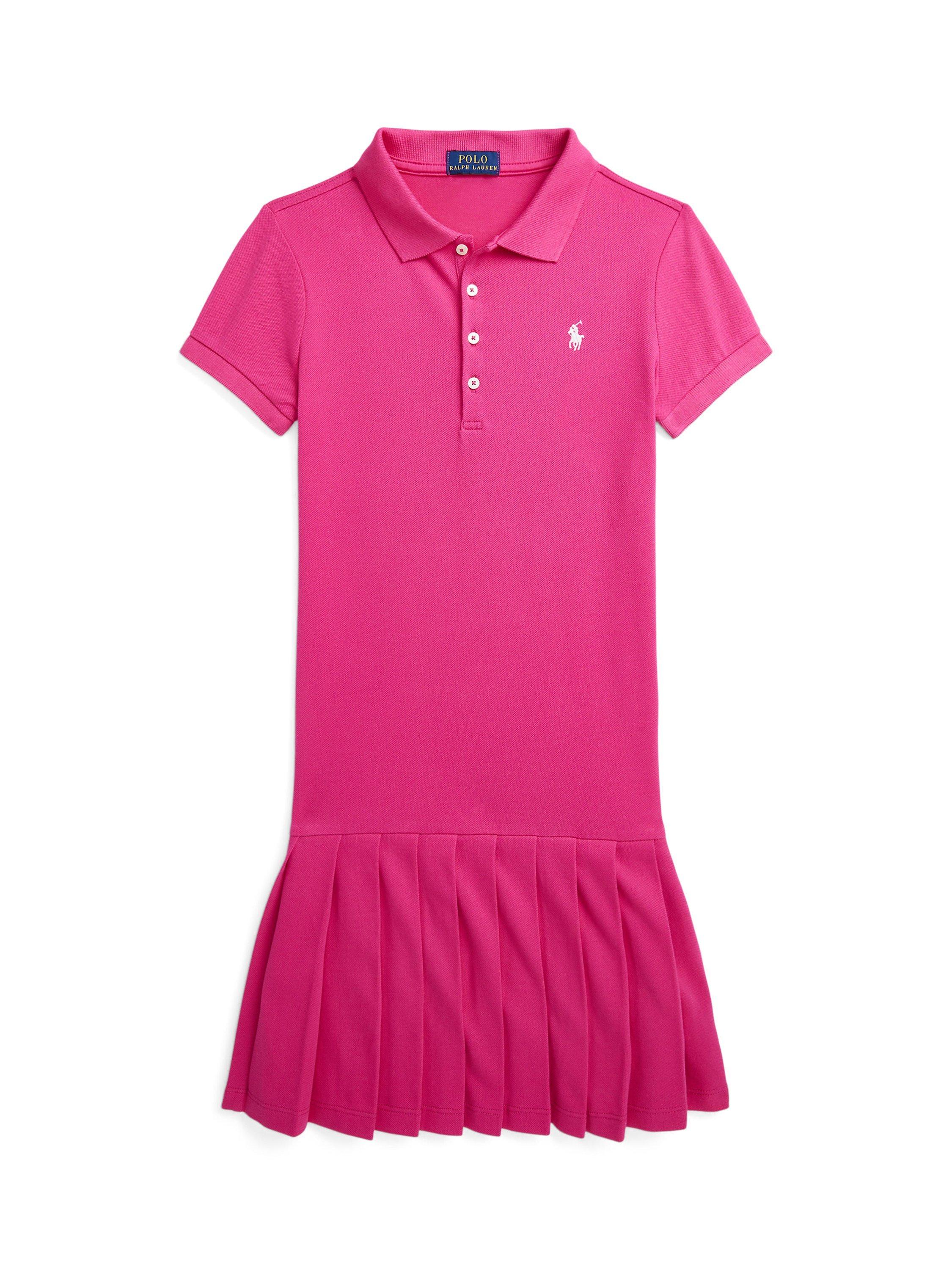 Ralph Lauren Kids Pleated Polo Dress Bright Pink