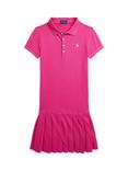 Ralph Lauren Kids' Pleated Polo Dress, Bright Pink