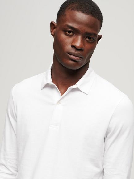 Superdry Studios Long Sleeve Jersey Polo Shirt - view 2, Optic