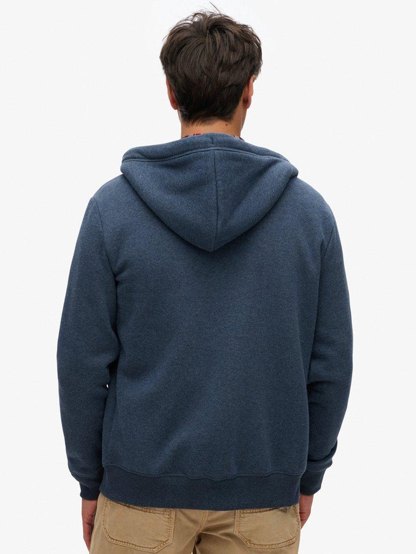Product image 6 of 6, which shows Superdry Essential Logo Zip Hoodie, Vintage Navy Marl, S