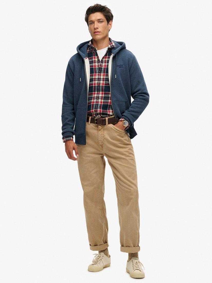 Product image 2 of 6, which shows Superdry Essential Logo Zip Hoodie, Vintage Navy Marl, S