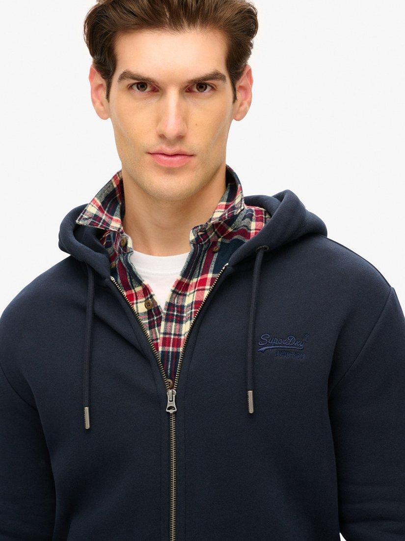 Superdry Essential Logo Zip Hoodie, Eclipse Navy, S