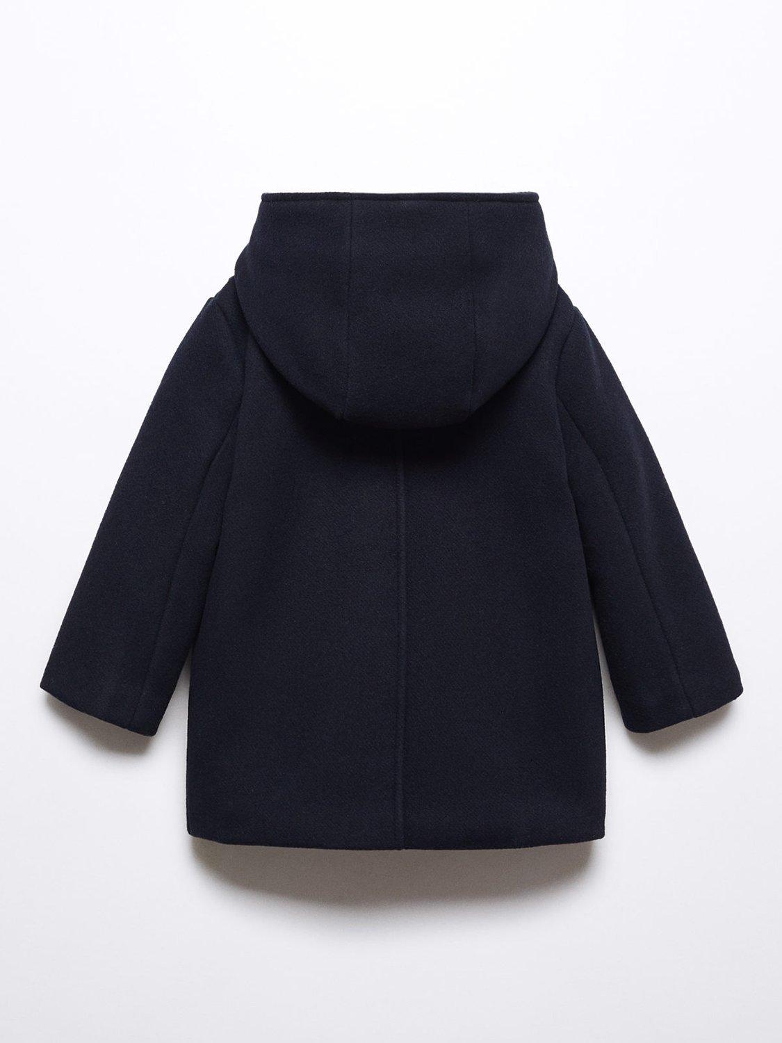 Product image 2 of 4, which shows Mango Baby Vince Classic Duffle Hooded Coat, Navy, 3-4 years