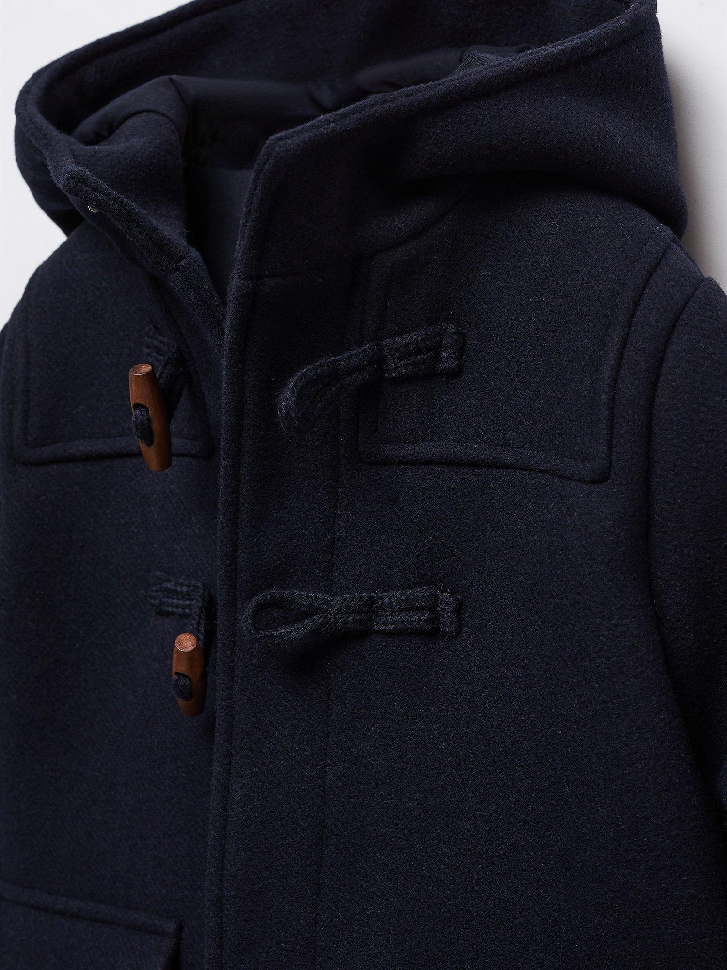 Product image 4 of 4, which shows Mango Baby Vince Classic Duffle Hooded Coat, Navy, 3-4 years