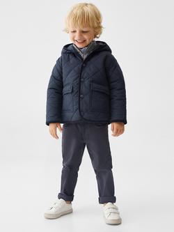 Mango Baby Husky Hooded Quilted Jacket, Navy - view 2, Navy