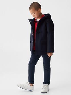 Mango Kids' Vince Classic Duffle Hooded Coat, Navy - view 2, Navy