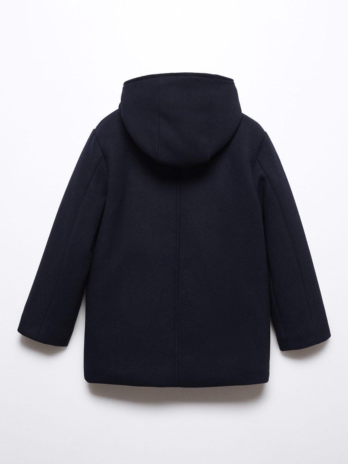 Product image 4 of 6, which shows Mango Kids' Vince Classic Duffle Hooded Coat, Navy, 11-12 years