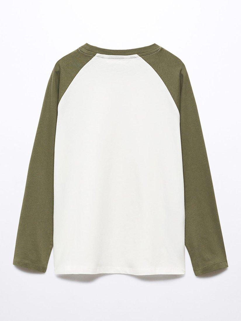Product image 2 of 3, which shows Mango Kids' Traveller Raglan Sleeve T-Shirt, Beige Khaki, 11-12 years