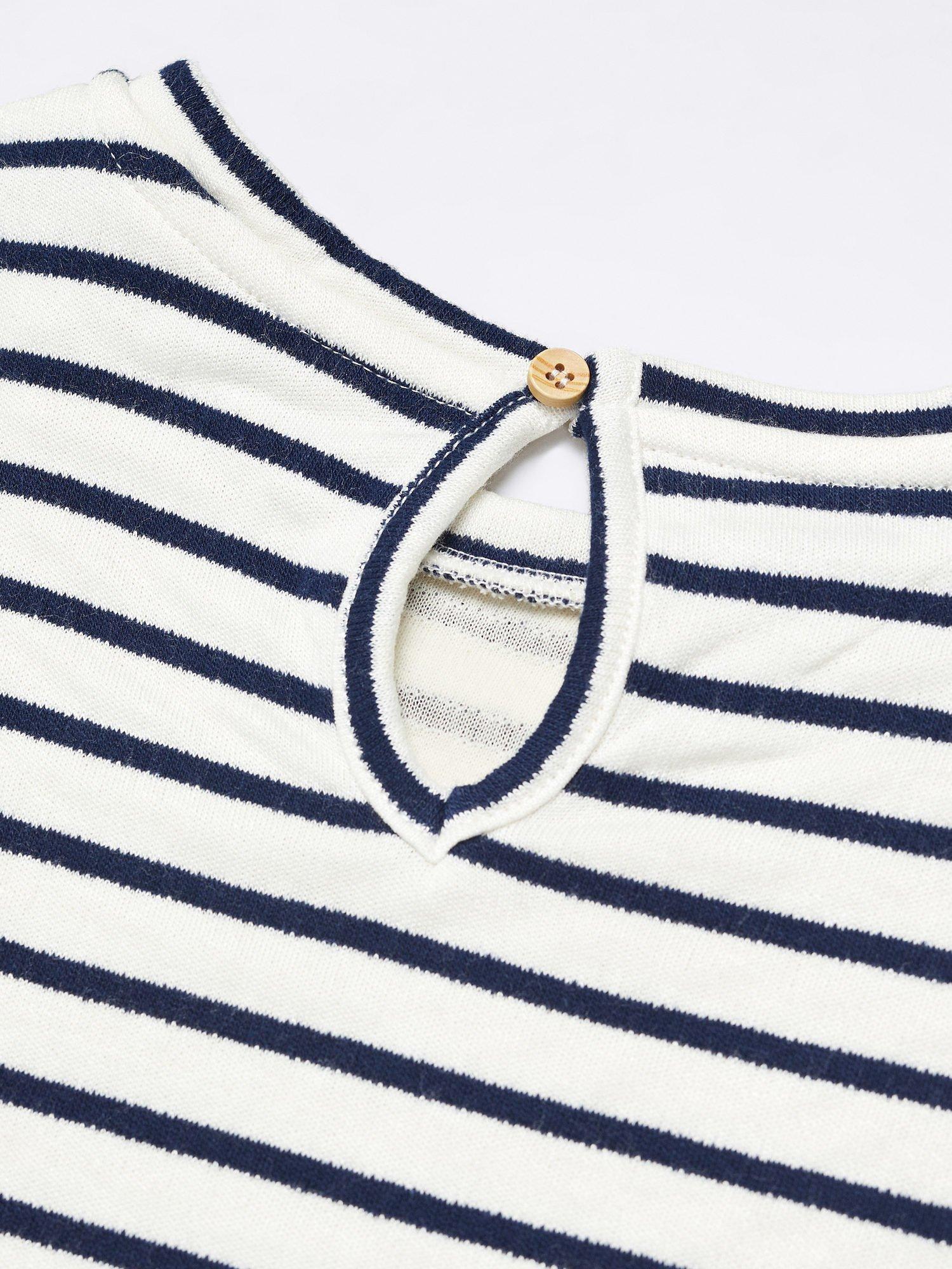 Product image 5 of 8, which shows Mango Kids' Stripe Long Sleeve Dress, Navy, 7-8 years
