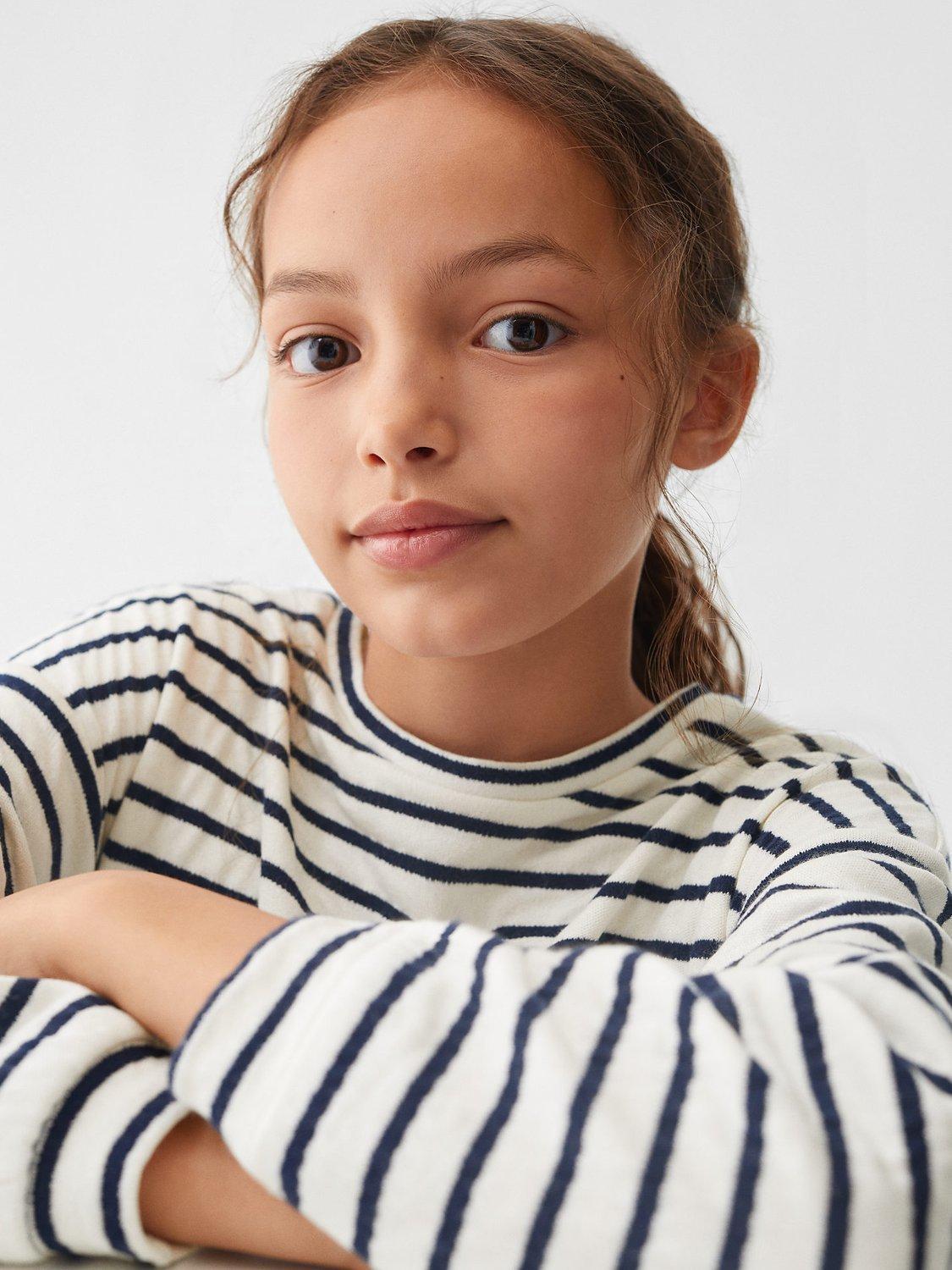 Product image 6 of 8, which shows Mango Kids' Stripe Long Sleeve Dress, Navy, 7-8 years