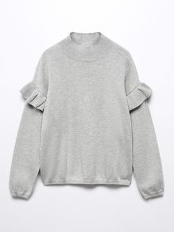 Mango Kids' Joana Ruffle Detail Jumper, Grey, Grey