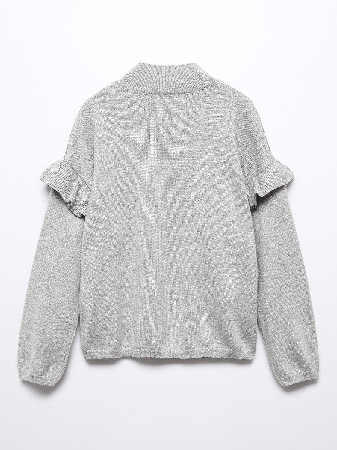 Product image 2 of 3, which shows Mango Kids' Joana Ruffle Detail Jumper, Grey, 13-14 years