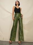 Ro&Zo Petite Cluster Sequin Trousers, Green