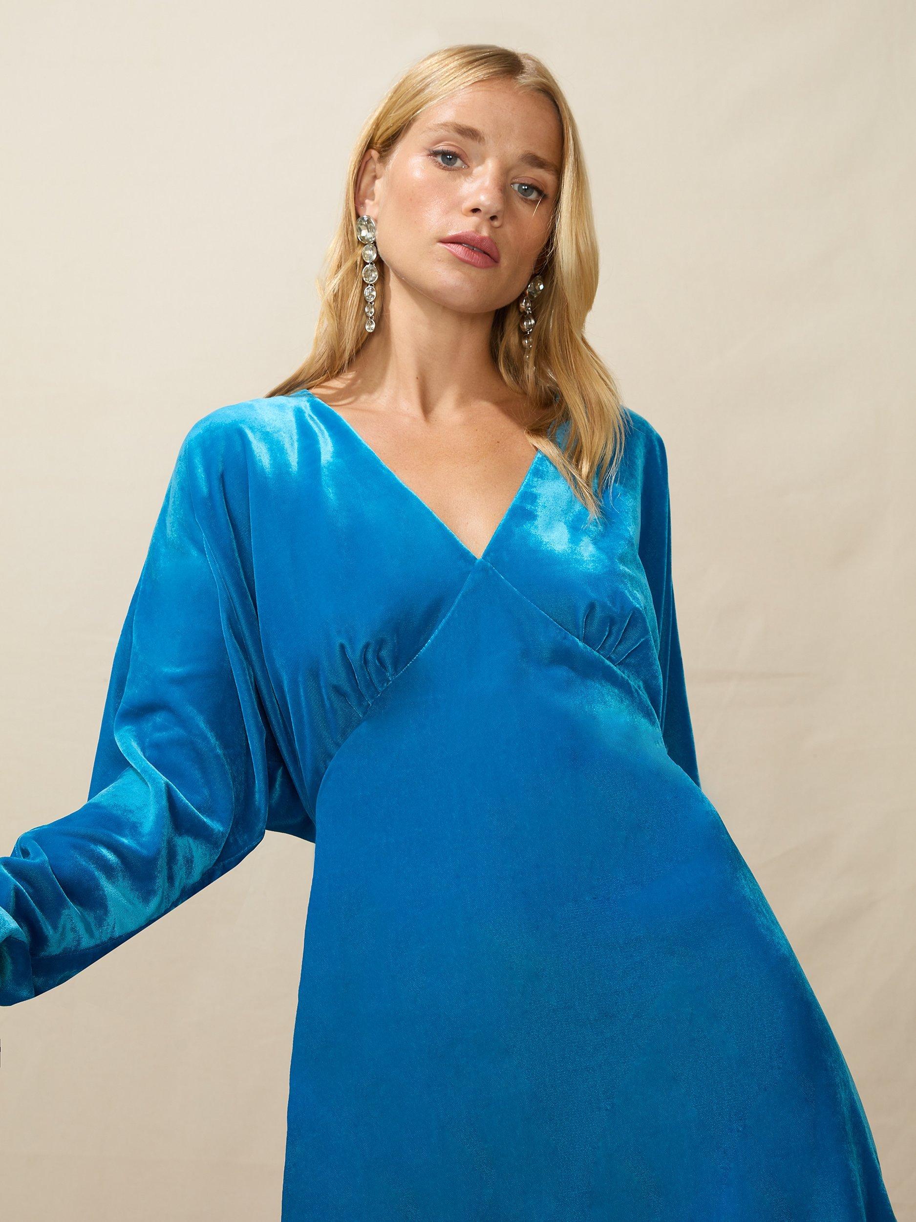 Product image 2 of 4, which shows Ro&Zo Velvet Plunge Neck Mini Dress, Blue, 10