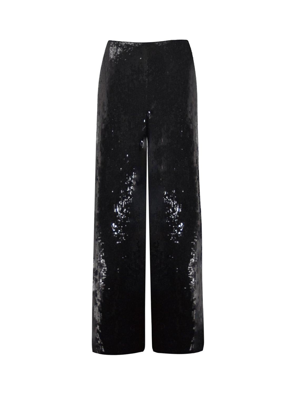 Ro&Zo Sequin Wide Leg Trousers, Black, 18