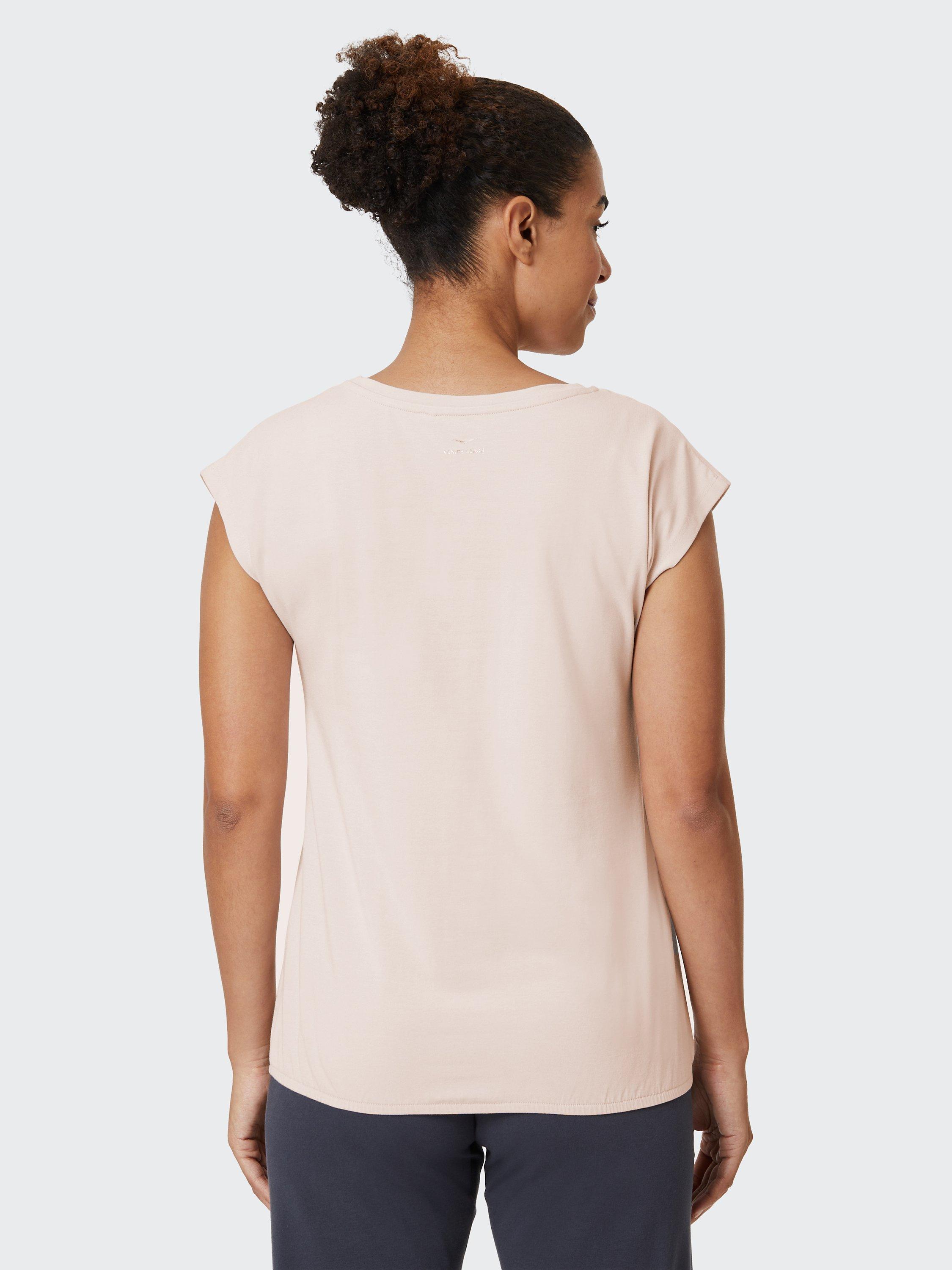 Product image 3 of 7, which shows Venice Beach Wonder Short Sleeve Gym Top, Almond Cream, S