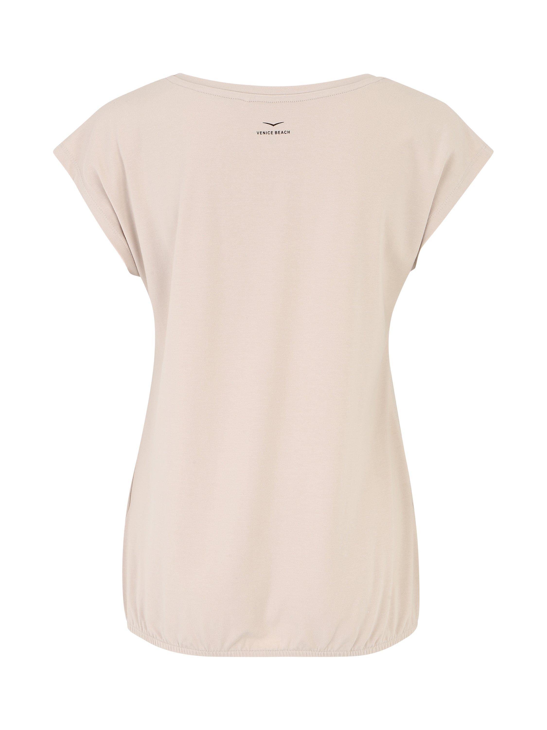 Product image 5 of 7, which shows Venice Beach Wonder Short Sleeve Gym Top, Almond Cream, S