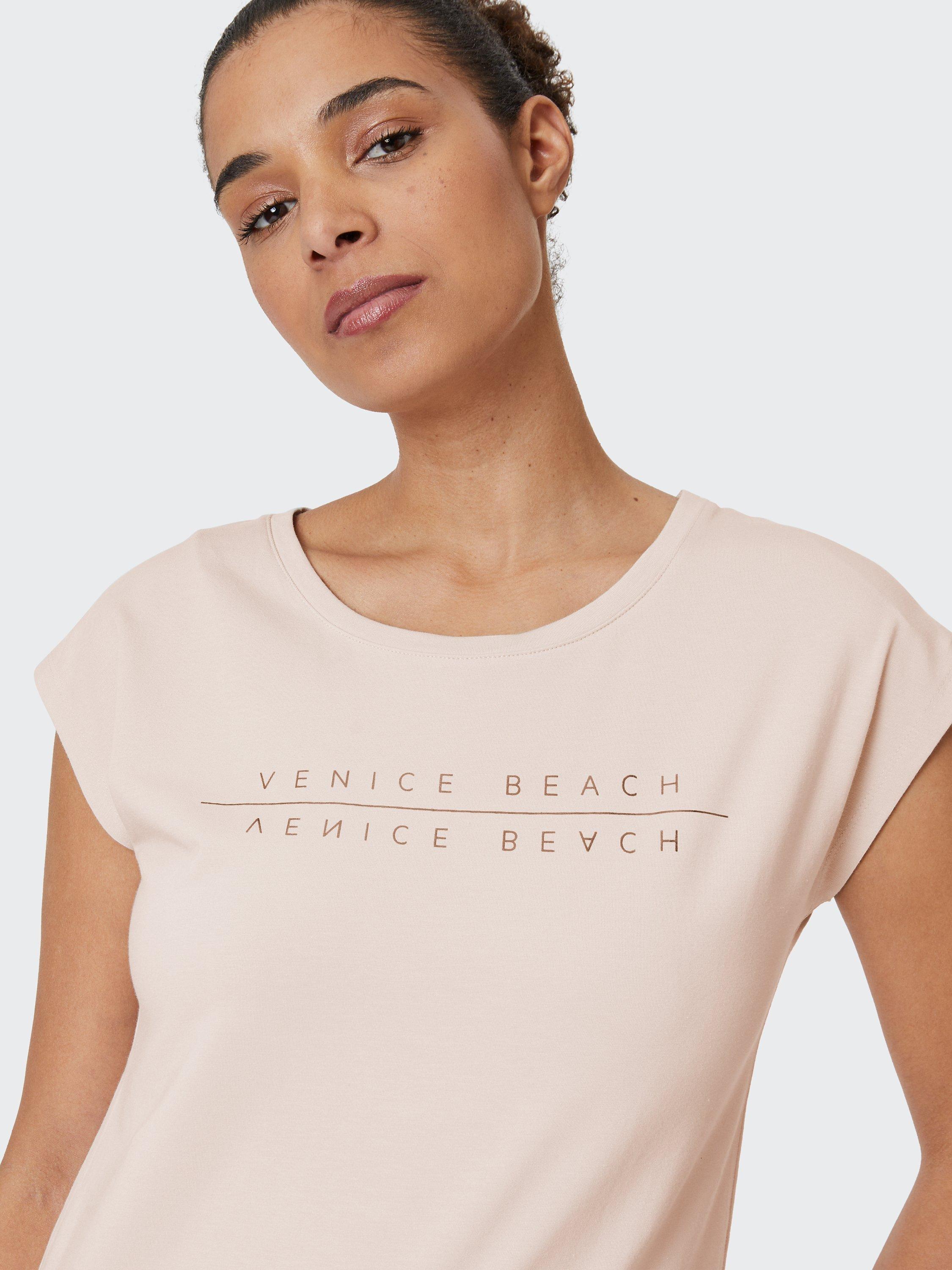 Product image 6 of 7, which shows Venice Beach Wonder Short Sleeve Gym Top, Almond Cream, S