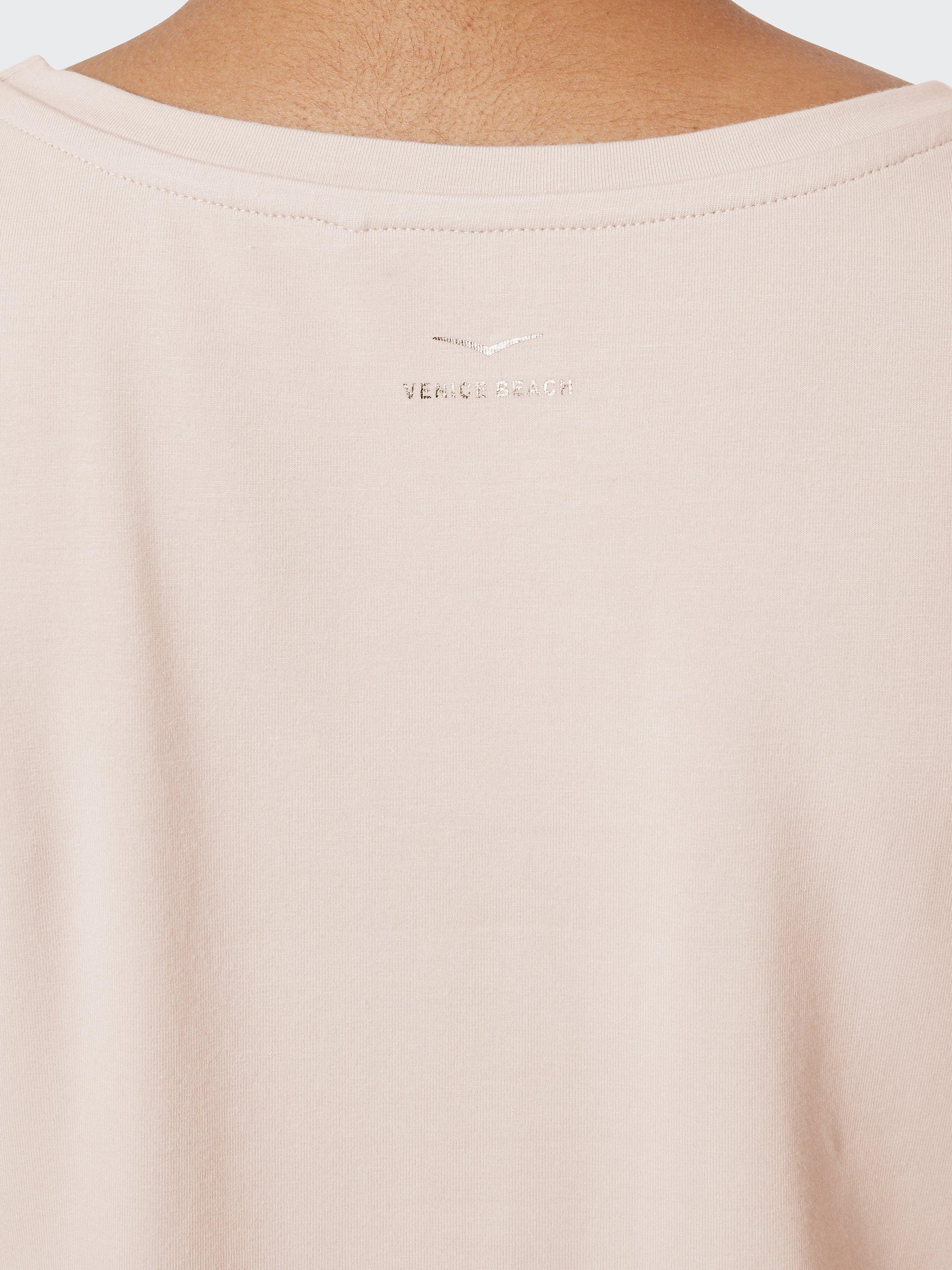 Product image 7 of 7, which shows Venice Beach Wonder Short Sleeve Gym Top, Almond Cream, S